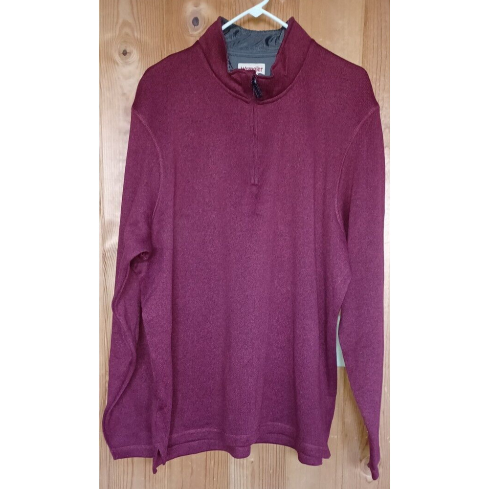 WRANGLER Authentics Men’s Fleece Quarter-Zip Red Sweater Fleece Interior Soft